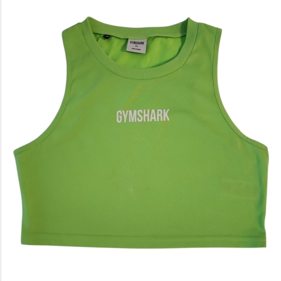 Gymshark Non Stop Crop Top Lime Green Neon Womens XL Athleisure Workout Tank - Picture 1 of 9
